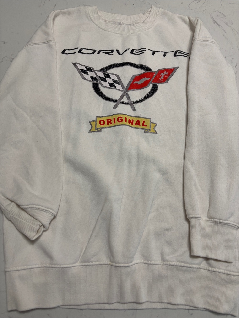 Corvette White Graphic Crewneck Sweatshirt
